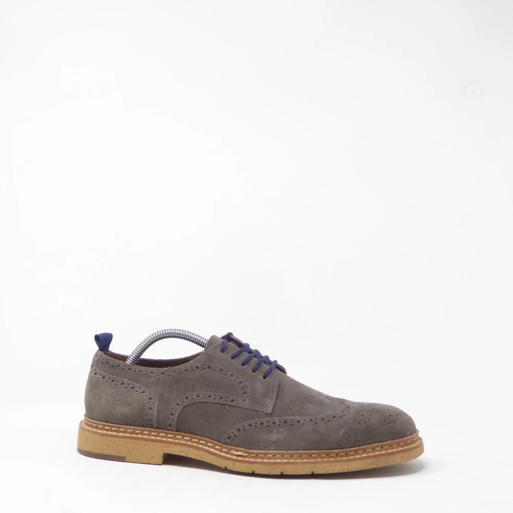 Johnston & Murphy Men Pearce Oxford Shoes Grey Suede Wingtip Brogue 10M 27-1957